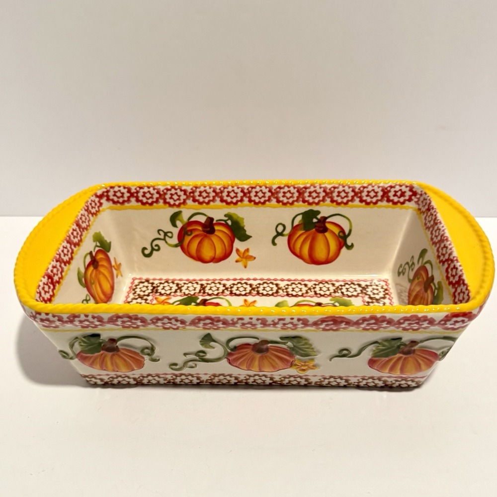 Temp-Tations Loaf Pan Pumpkin Patch- 1.5 QT Oven & Dishwasher Safe